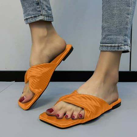 

PEASKJP Platform Sandals Women Summer Women Flat Fish Mouth Open Toe Breathable Solid Casual Sandals Shoes Shoes Women Sandals Orange 8