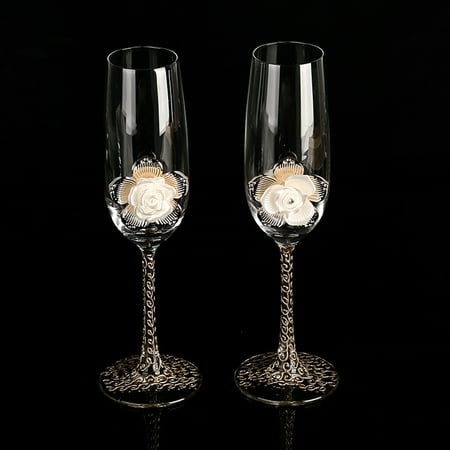 Matching Toasting Flutes Lace Brown Wedding Glasses Wedding Favor