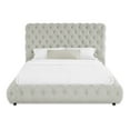 thumbnail image 2 of 1pc Contemporary Upholstered Queen Bed Tufted Headboard and Footboard Bedroom Furniture Gray, 2 of 4