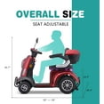 thumbnail image 6 of Arshin 400lbs Heavy Duty Mobility Scooters for Seniors,All Terrain 500W Electric Powered Wheelchair Device for Travel,Handicap Scooter,Bariatric Mobility Scooter(Red), 6 of 12