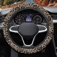 thumbnail image 6 of COEQINE Leopard Print Car Steering Wheel Cover Universal 15 Inch Anti-Slip Auto Steering Wheel Protector Car Accessories for Women Men, Black Brown, 6 of 7