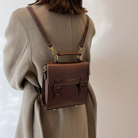 Vintage Flap College Backpack Purse, Retro Buckle Decor School Bag, Women's Versatile Daypack & Bag