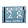 thumbnail image 3 of Uxcell Vintage Wood Block Perpetual Calendar, Reusable Wooden Month Date Display Blocks for Desk 3.7", Blue, 3 of 5
