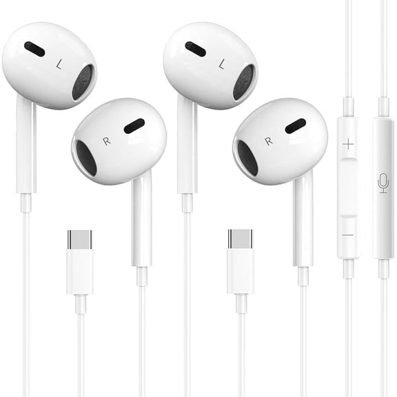2 Pack-USB C Headphones for iPhone 17/16/15, Type C Earbuds Wired Earbuds with Microphone & Remote Control Noise Cancelling Earphones, Compatible with iPhone 17/16/15 Pro Max, iPad, Most USB C Jack