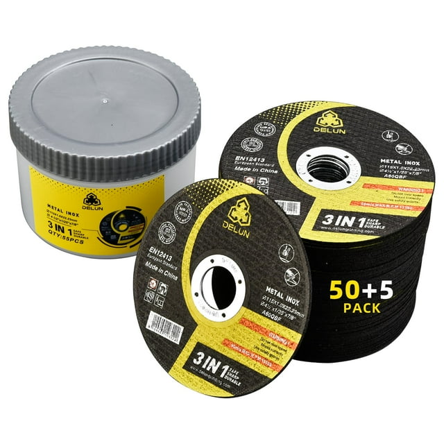 Disco de corte DELUN de 4.5 pulgadas, 55 unidades, para metal y acero inoxidable
