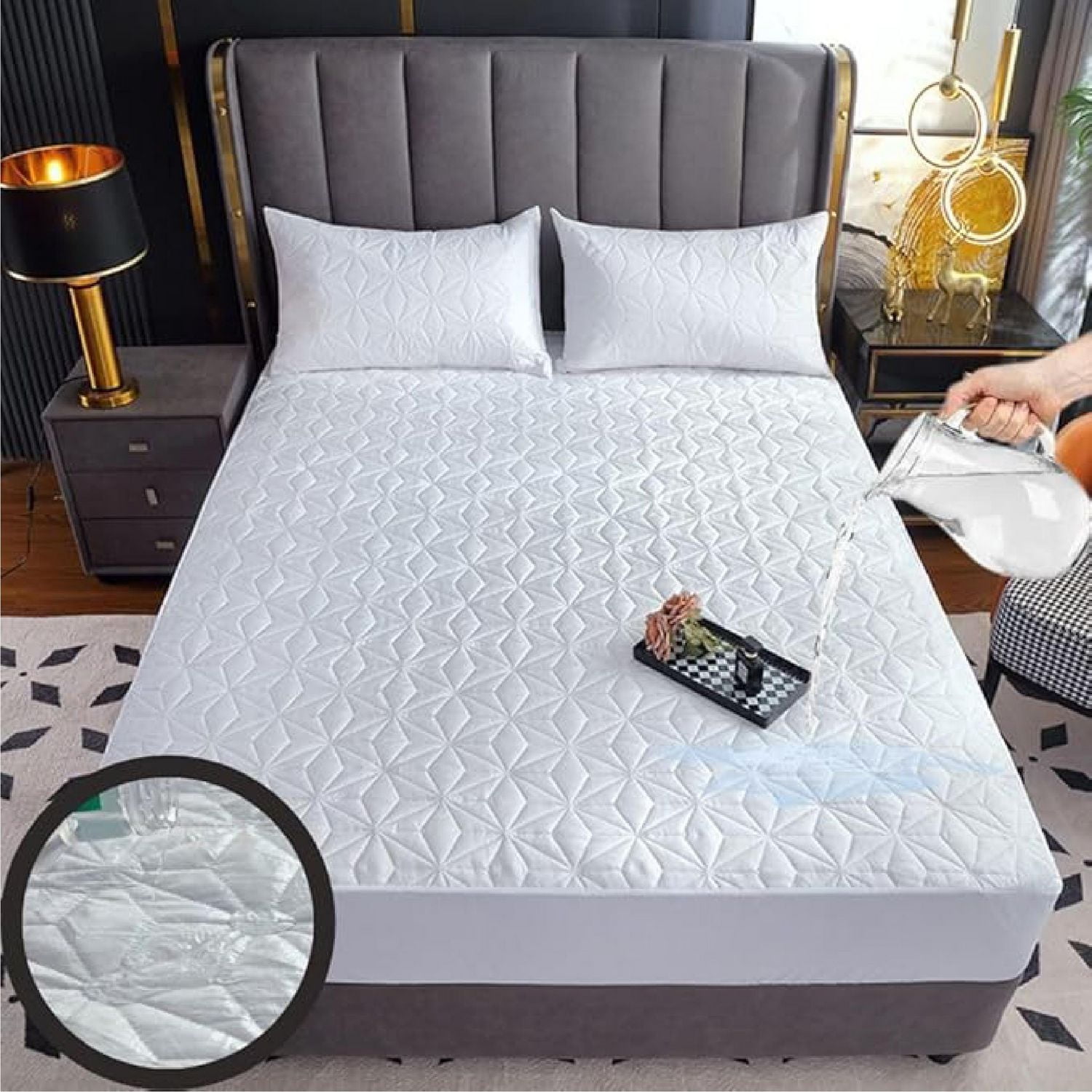 Beddora Queen Waterproof Mattress Protector – Hypoallergenic, 200 GSM Plush Polyfill, 15” Deep Pocket Elastic Fit – Machine Washable