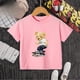 thumbnail image 3 of Camiseta de algodón 100 % con estampado de oso y patineta creativa de verano para niños y niñas, cómoda camiseta informal de manga corta para adolescentes, camiseta de algodón, 3 of 5
