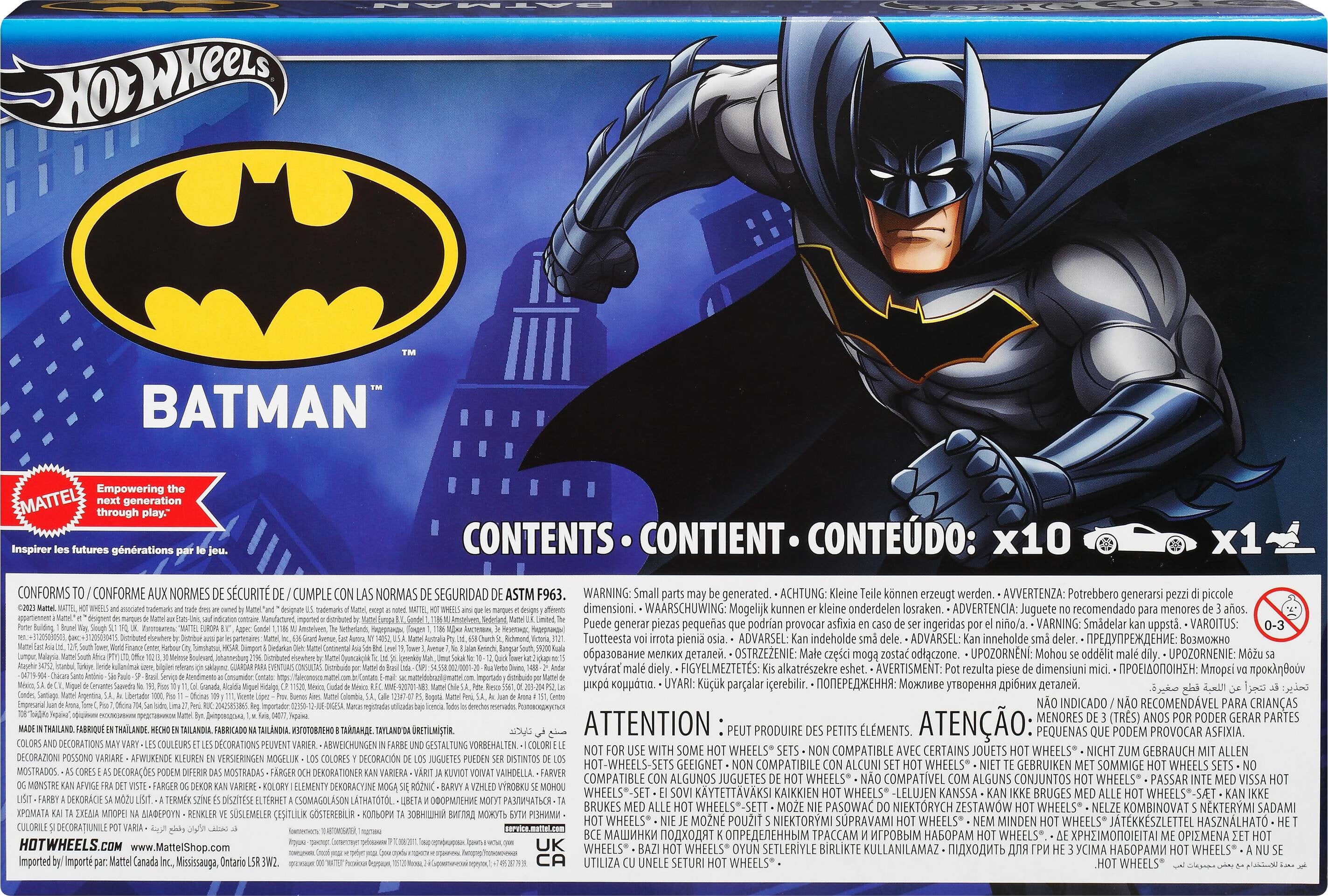 Hot Wheels 1:64 Scale Batman-Themed Toy Vehicles, Set of 10