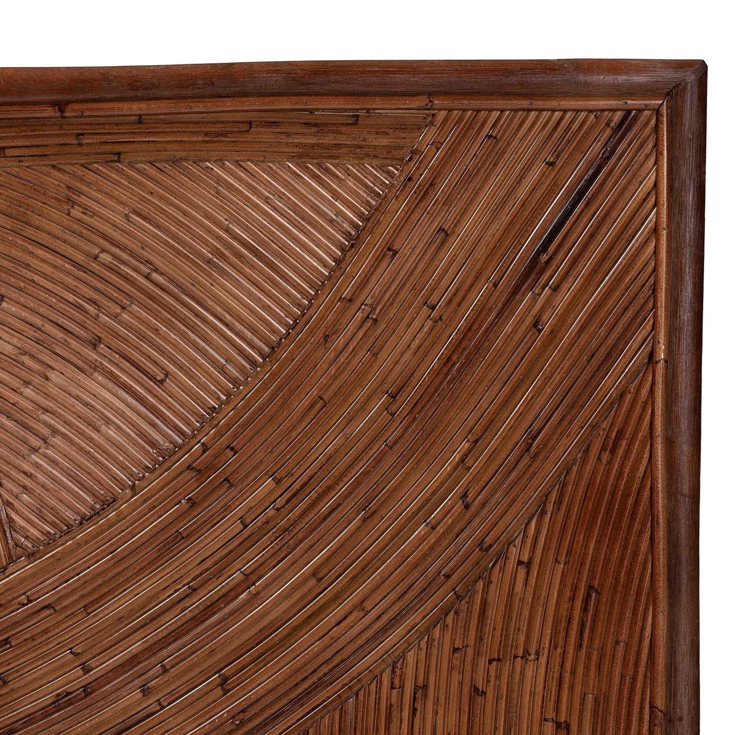 bali & pari Elettra Bohemian Dark Brown Rattan Queen Size Standalone Headboard