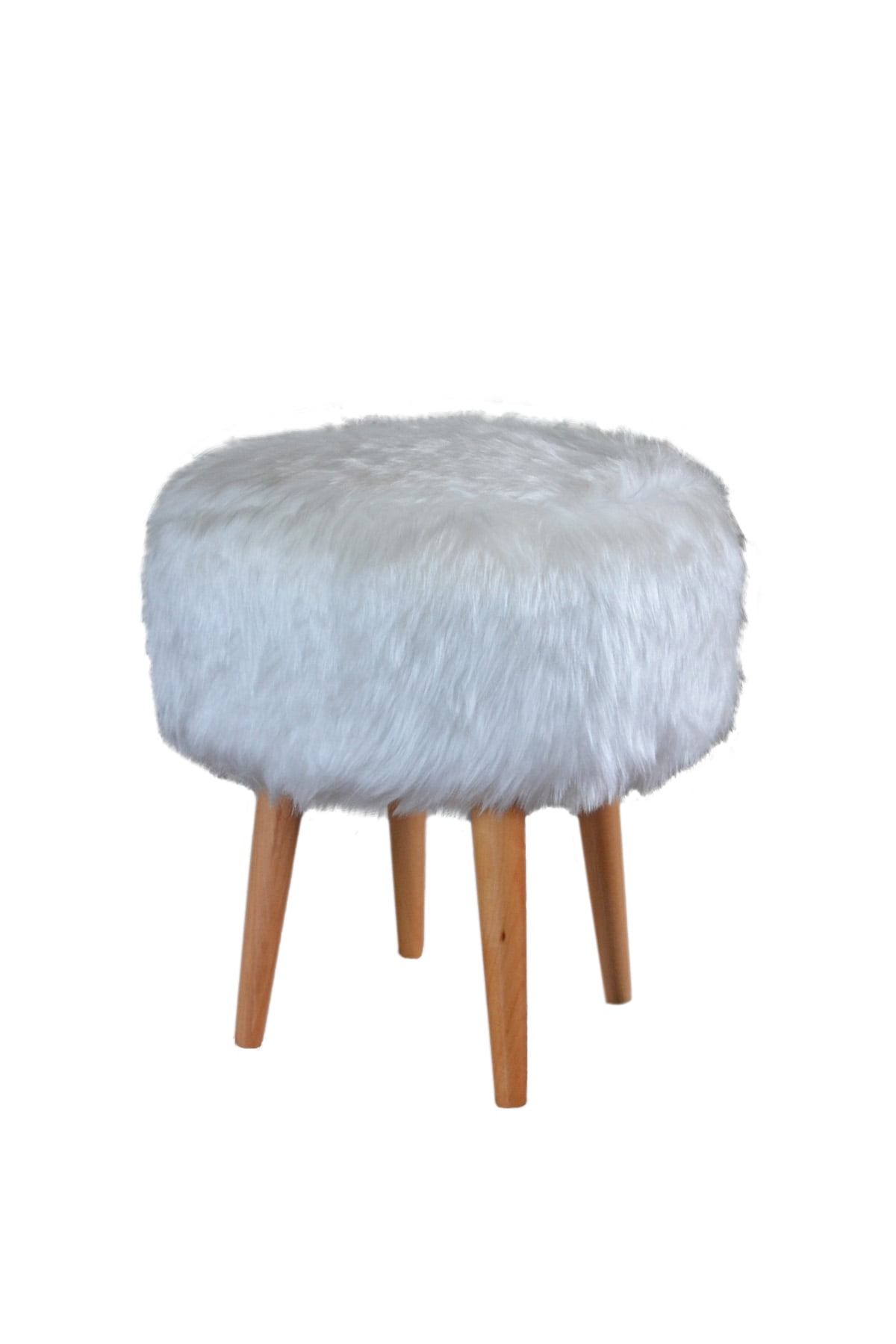 Parisloft Faux Fur Round Ottoman,Footrest Stool,Home Decorative Seat f –  ParisLoftHome