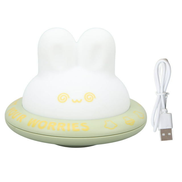 Lámpara LED de silicona suave recargable con 3 niveles de brillo cálido para decoración de dormitorio infantil, linda luz de noche de conejito