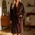 thumbnail image 2 of Miqool Women's Plush Fleece Bathrobe with Shawl Collar and Pockets -Long Robe Soft Warm Belted, 2 of 5