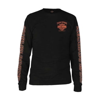 Men's Skull Lightning Crest Graphic Long Sleeve Shirt, Black
