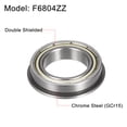 thumbnail image 2 of Uxcell F6804-ZZ Flange Ball Bearing 20x32x7mm Double Metal Shielded Chrome Steel Bearings 4 Pack, 2 of 5