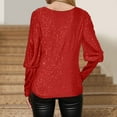 thumbnail image 4 of felwors Women's Long Sleeve Sequin Tops Dressy Sparkle Glitter Crewneck Blouse Sexy Cocktail Party Shirts Y2k Clubwear Red, XL, 4 of 7