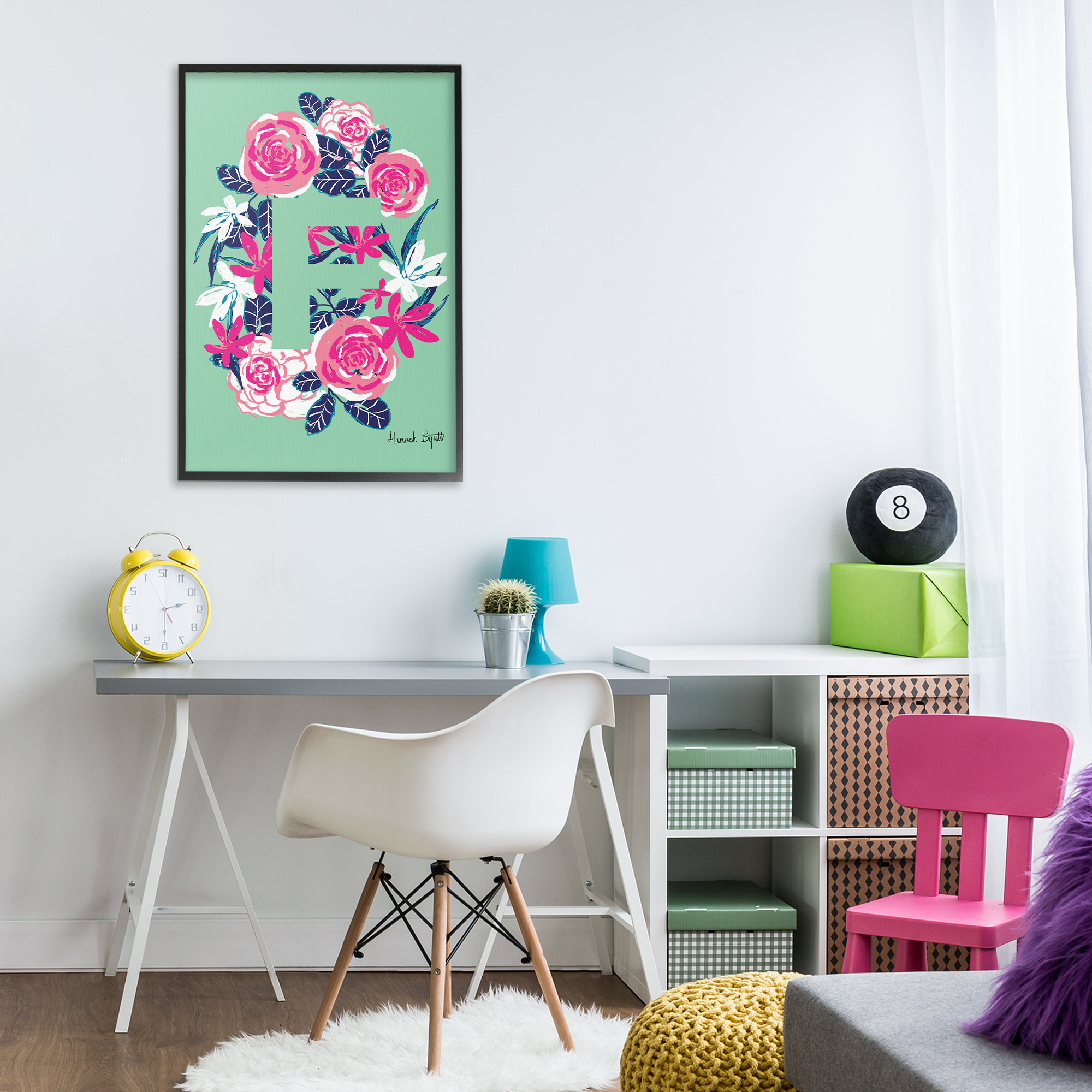 Stupell Industries Floral Bloom Letter F Botanical & Floral Painting Black Framed Art Print Wall Art, 20 x 30