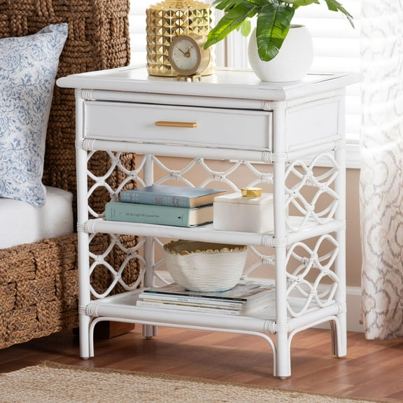 bali & pari Akane Coastal Nightstand, 1-Drawer, 24"W, White