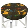 thumbnail image 3 of Fotbe Monochrome Excavators Pattern Stool Covers Round,Waterproof Round Bar Stool Covers Bar Chair Covers Washable Stool Cushion Slipcover for 12-14 Inch Chair-12 inch, 3 of 7