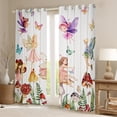 thumbnail image 2 of Feelyou Kawaii Fairy Elf Black Out Curtains, Jungle Mushroom Plant Curtains Pack of 2 (42x63 Each), Dreamy Butterfly Animal Bedroom Curtains, Window Curtains Decor, 2 of 6