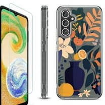 OneToughShield ® Compatible with Samsung Galaxy A15 5G, Shockproof Bumper Phone Case, with Tempered Glass Screen Protector - Flower Art