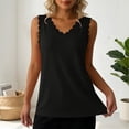 thumbnail image 4 of Jalioing Womens V Neck Tank Tops Solid Casual Basic Sleeveless Lace Trim Tanks Fashion Ribbed Knit Undershirts Tops, 4 of 7
