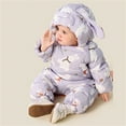 thumbnail image 5 of Cowsor Baby Snowsuit Baby Printed Winter Clothes with Hat Warm Outfits Zipper Romper Coat Jumpsuit, 5 of 7