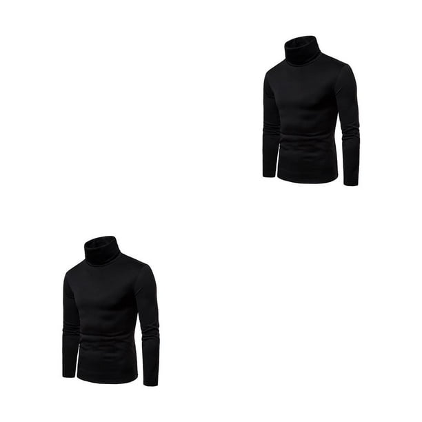 Minnieouse Camisa térmica para hombre, jersey de manga larga de cuello alto de algodón, ropa interior de invierno para oficina y escuela, ropa Negro S 2Conjunto