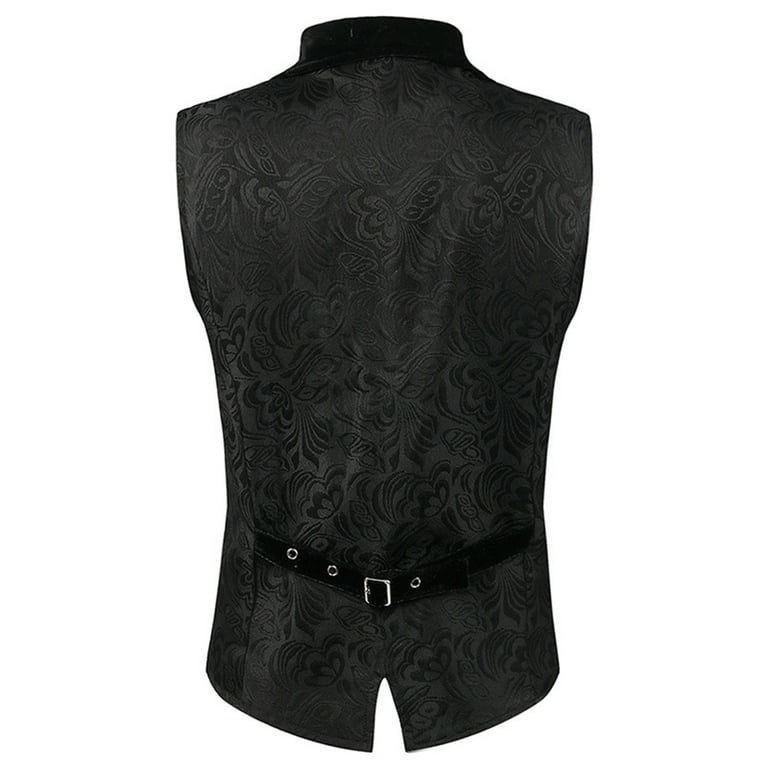 WREESH Mens Suit Vest Gothic Dress Vest Medieval Court Jacquard