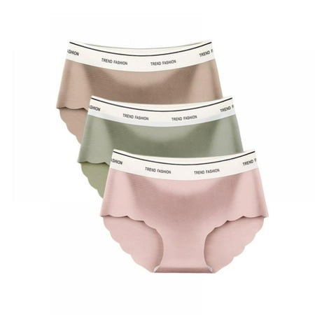 

Women s Seamless Briefs Pack of 3 Ice Silk Panties Mid-Rise No Show Underwear