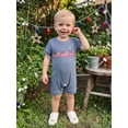thumbnail image 4 of Cenuakty Infant Boy 0-18M Independence Day  Romper Summer Crew Neck Short Sleeve America Flag Embroidery Waffle Knit Jumpsuit, 4 of 9
