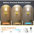 thumbnail image 2 of NIORSUN Battery Operated Wall Sconce Set of 2, Gold Wireless Rechargeable Wall Lights with 5200mAh Dimmable Detachable Bulbs and Remote, 9 Colors Sconces Wall Decor for Bedroom Living Room Hallway, 2 of 10