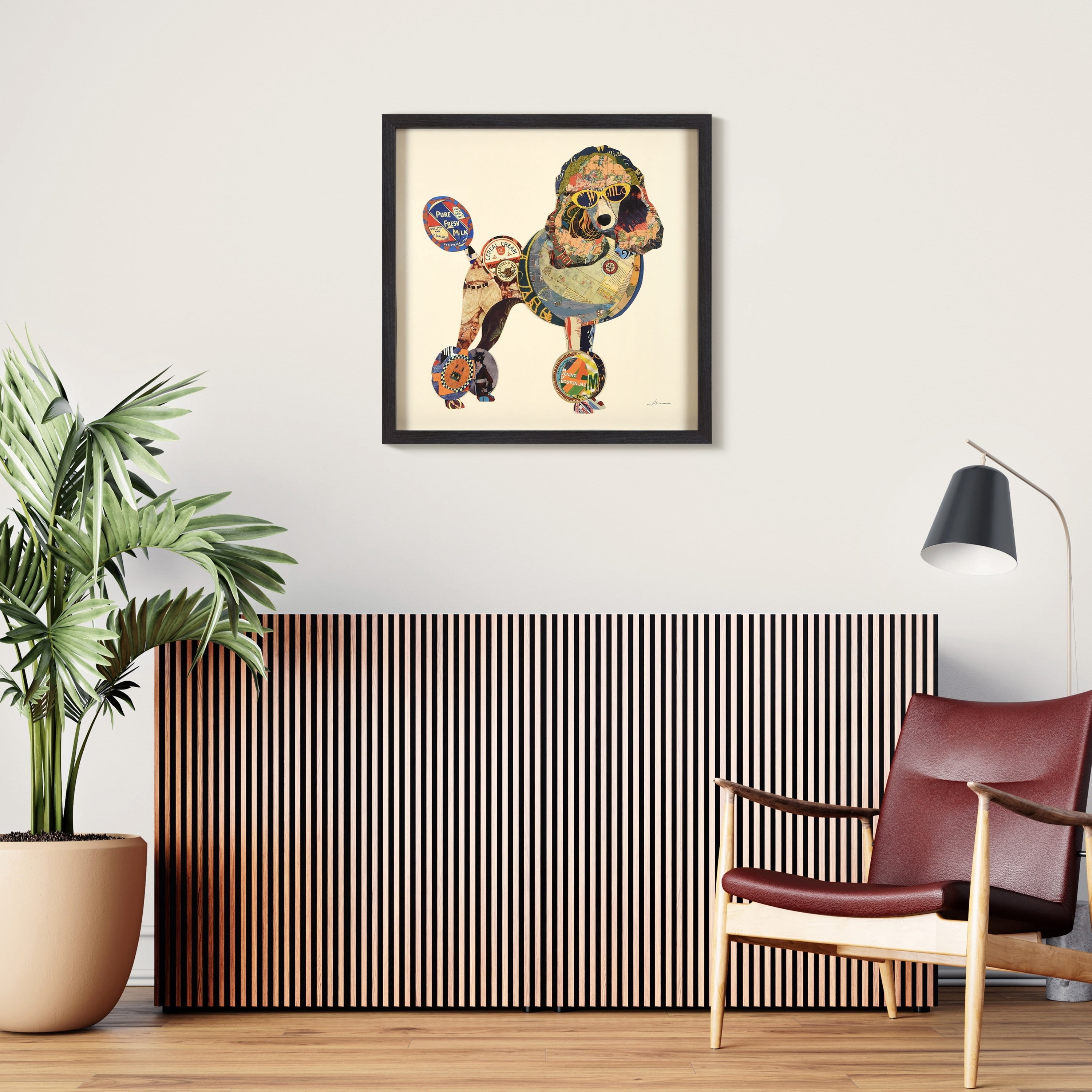 Empire Art Direct Poodle Dimensional Collage Framed Graphic Art Under Glass Wall Art, 25" x 25" x 1.4", Ready to Hang