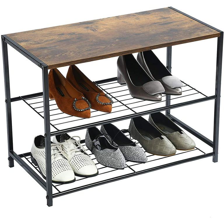 HOMEFORT 3-Tier Shoe Rack, Shoe Storage Shelf, Industrial Shoe Tower,  Narrow Shoe Organizer for Closet Entryway, Small Shoe Rack Table with  Durable