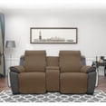 thumbnail image 2 of Easy-Going Loveseat Recliner Cover with Console, Reversible Couch Cover for Living Room, Split Sofa Cover for Each Seat with Elastic Straps for Kids, Dogs, Pets(2 Seater, Camel/Ivory), 2 of 7