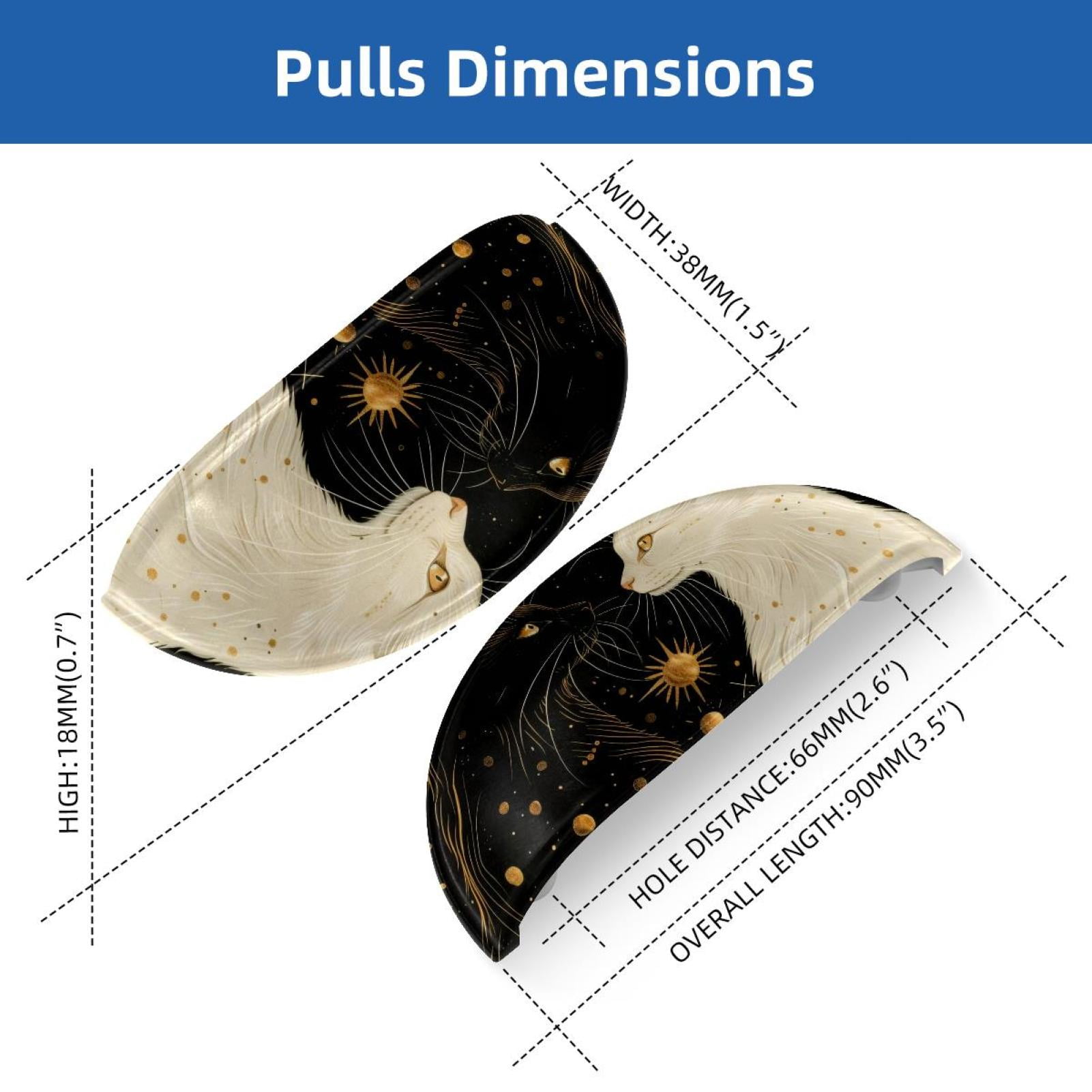 PhooArto 6 Pcs Cup Drawer Pulls, Cats Moon Stars Planets Shell Shape Handles Cabinet Knobs for Dresser Cupboard Closet Wardrobe with Screws