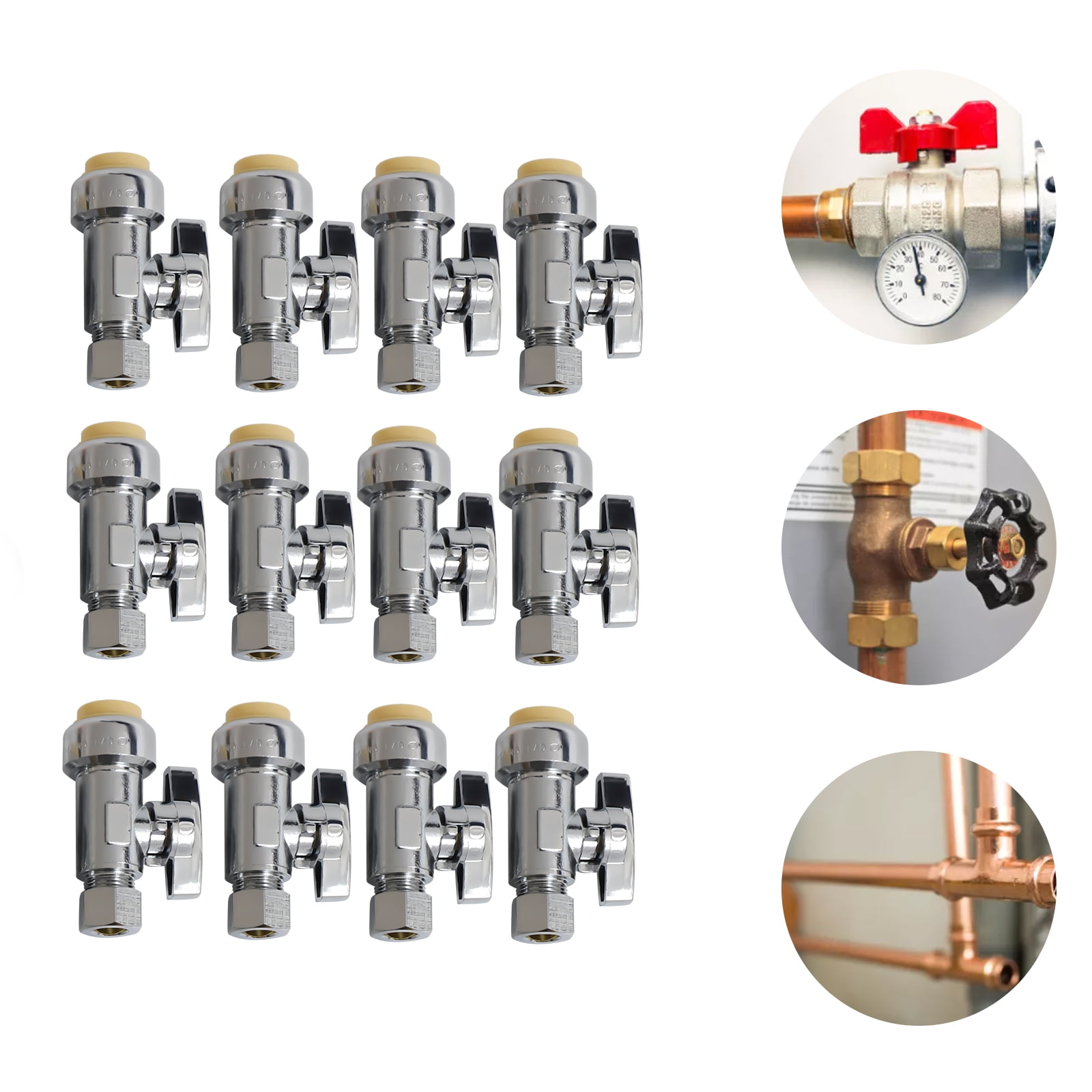 YIYIBYUS 12Pcs Straight Shut Off Water Stop Valve 1/2" x 3/8" Threaded