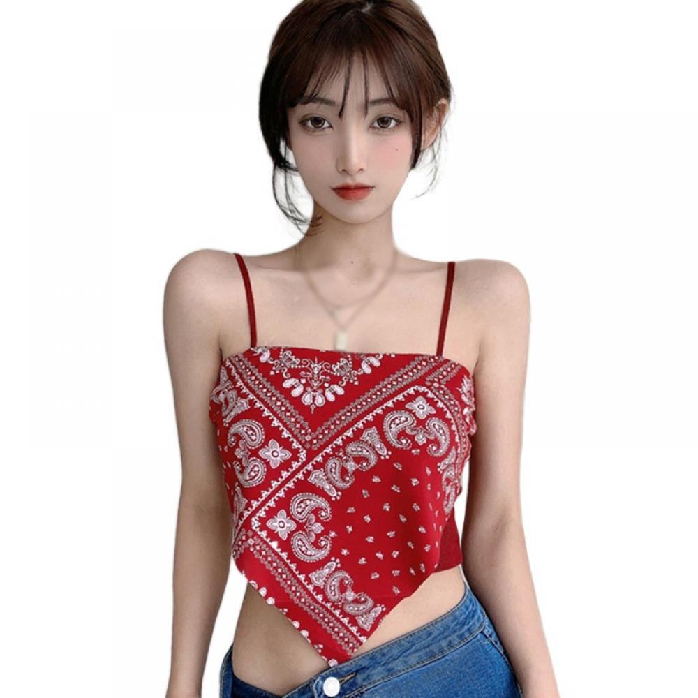 Magazine Women Irregular Top Tank Sexy Backless Fake Two Pieces Camisole  Crop Top Summer Blouse T-Shirt Ladies Casual Wear Lounge Wear One Size