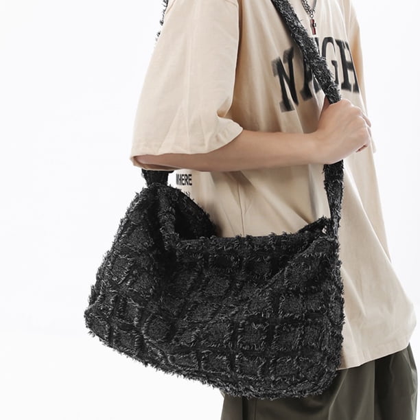 Bolso de compras unisex Bolso bandolera de gran capacidad Patrón a cuadros para viajes al aire libre
