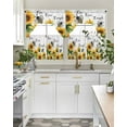 thumbnail image 5 of Sunflower Bee Kitchen Curtains Swag Valance and Tier Curtains Set 24 Inch Length, Vintage Yellow Floral Farmhouse Watercolor Rod Pocket Drape Panels Pair Swag Curtain for Bathroom/Cafe/Window, 5 of 6