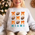 thumbnail image 2 of Girls Miami Football Sweatshirt Orange Bows and Footballs Game Day Pullover Gray Sweatshirt Youth Small, 2 of 4