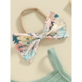 thumbnail image 6 of Bslissey Infant Girls Cute Summer Romper Baby Girl Short Sleeve One Shoulder Floral Print Patchwork Jumpsuit with Bow Headband 3M 6M 9M 12M Newborn Casual Bodysuit, 6 of 9