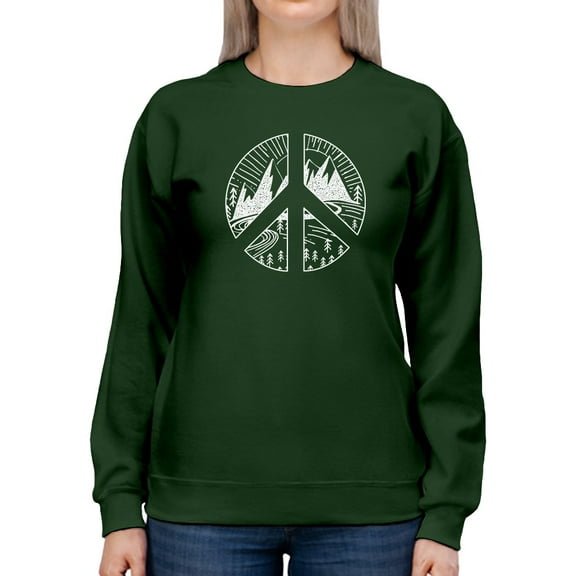 Peace Emblem And Landscape Sweatshirt Women -GoatDeals Designs, Female XX-Large