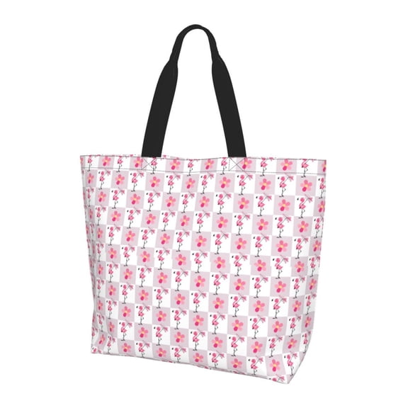 Yiaed Flamingo On Checkered Print Handbag for Women Tote Purse Shoulder Bag Large Fashion Hobo Purse Handbag Shopping Tote