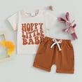 thumbnail image 3 of Bagilaanoe 2pcs Toddler Easter Outfits Baby Boy Shorts Set Short Sleeve Letter Print T Shirt Tops + Shorts 6M 12M 18M 24M 3T Kids Casual Summer Clothes, 3 of 9
