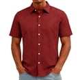thumbnail image 3 of Trgacdwlo S-5XL Red Button Down Shirt Men Collared Short Sleeve Men Dress Shirt Big and Tall Summer Beach Casual Shirts for Men, 3 of 7
