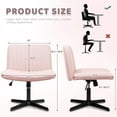 thumbnail image 2 of CRXX Fabric Padded Desk Chair No Wheels, Armless Wide Swivel Home Office Desk Chair,120° Rocking Mid Back Ergonomic Computer Task Vanity Chair for Office, Home, Make Up,Small Space (Pink), 2 of 9