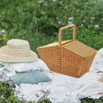 thumbnail image 4 of Pastoral Style Hand Basket with Lid Imitation Rattan Woven Basket A, 4 of 5