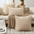 thumbnail image 2 of Unique Bargains Set of 2 Striped Soft Decorative Couch Pillow Cases Khaki 18" x 18", 2 of 6
