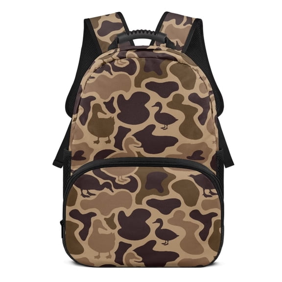Yspwyqan Brown Duck Camo School Backpack for Kids Teens, 17 Inch Lightweight Large Capacity with Front Pockets, Double Zipper Fits 15.6 Laptop for Elementary Middle High School