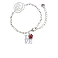 thumbnail image 2 of Delight Jewelry Silvertone Love with Maroon Paw Silver-tone Flower Link Chain Bracelet, 6.75"+2" Extender, 2 of 4